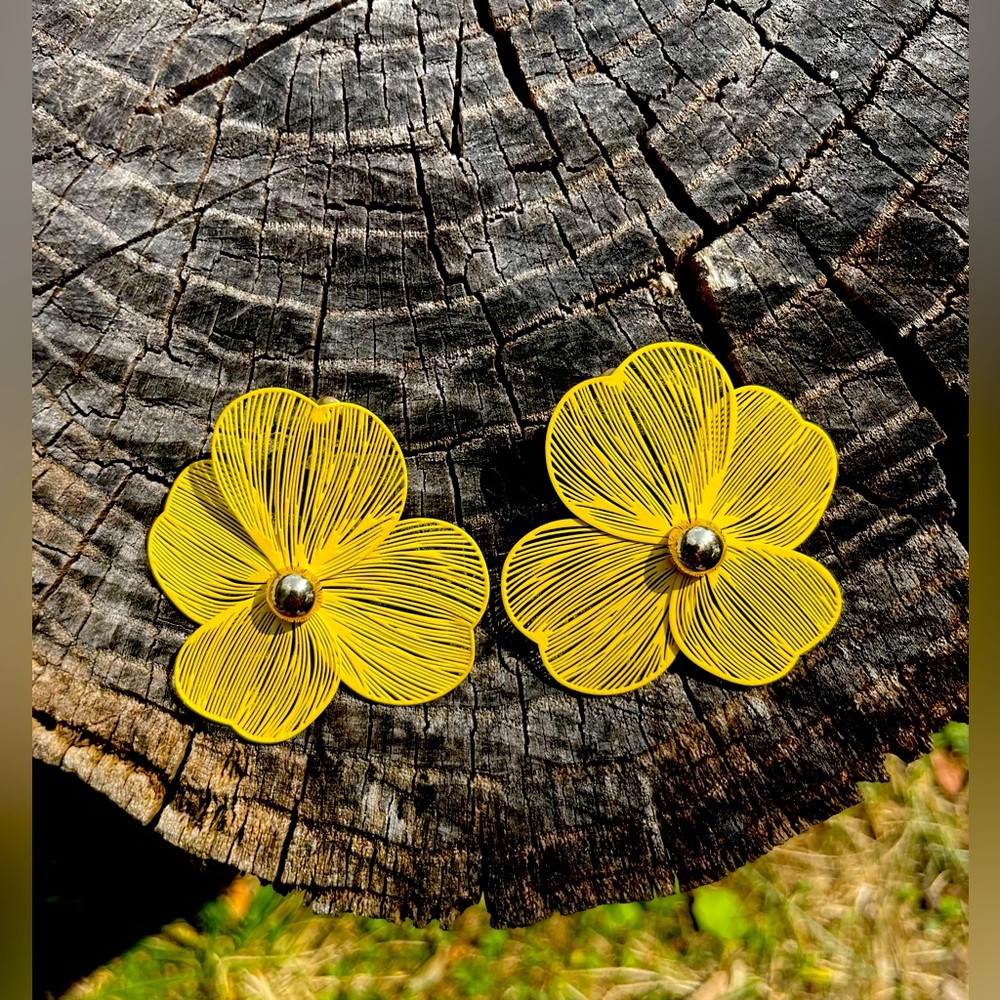 Yellow Floral Earrings
